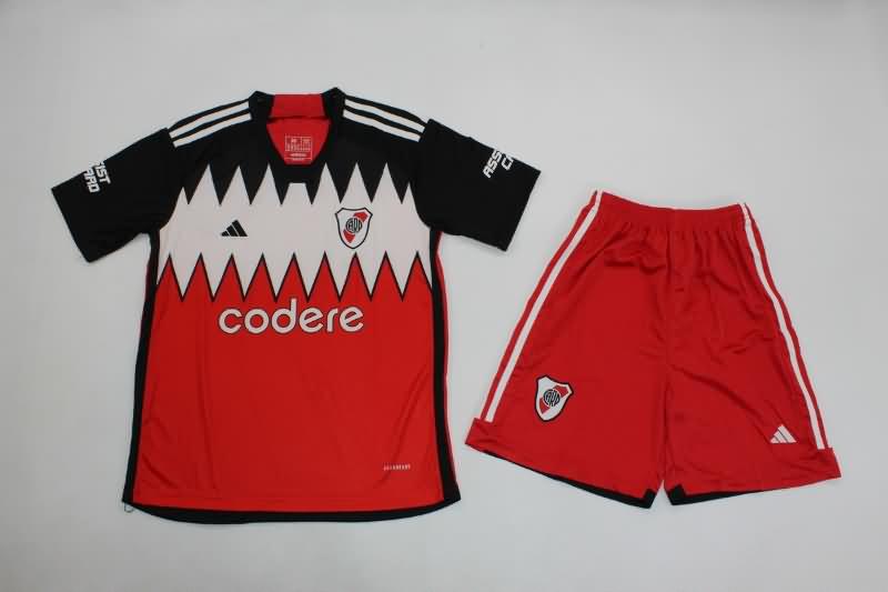 Kids River Plate 2023 Away Soccer Jersey And Shorts