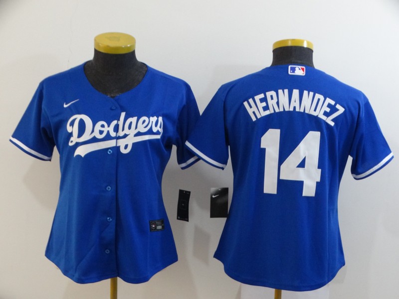 Los Angeles Dodgers #14 HERNANDEZ Blue Women MLB Jersey