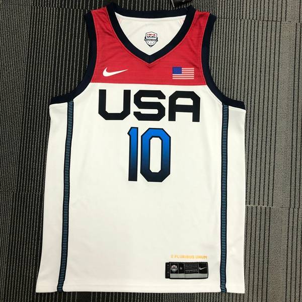 USA 2021 White Basketball Jersey (Hot Press)