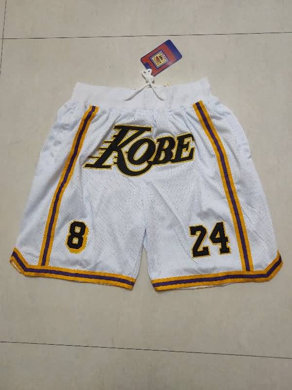 Los Angeles Lakers Just Don White Basketball Shorts 03
