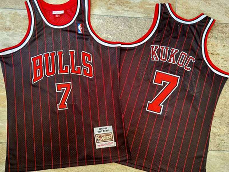 Chicago Bulls 1995/96 Black #7 KUKOC Classics Basketball Jersey (Closely Stitched)