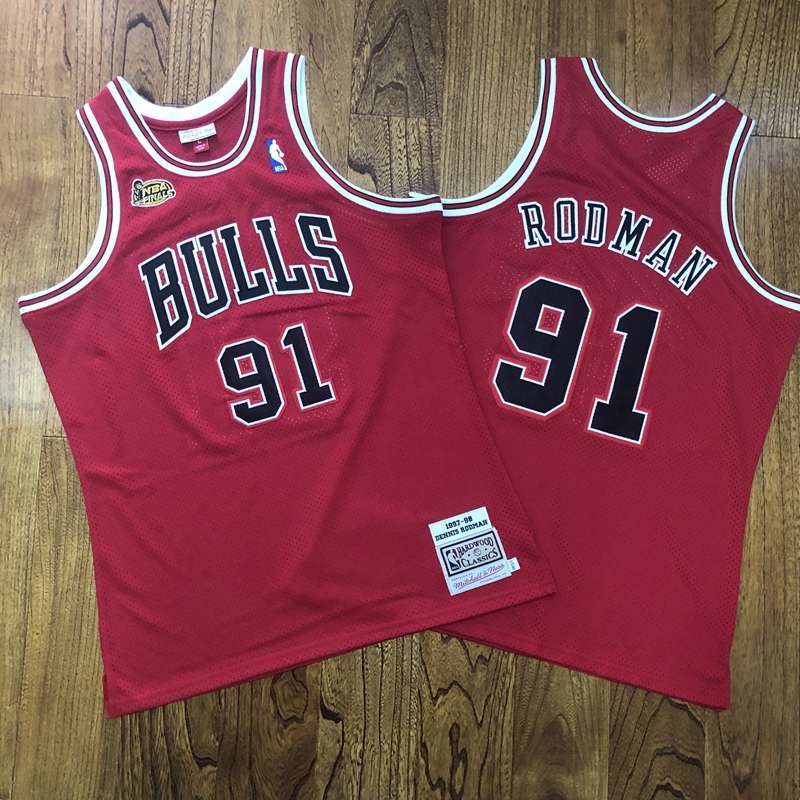 Chicago Bulls 1997/98 Red #91 RODMAN Finals Classics Basketball Jersey (Closely Stitched)