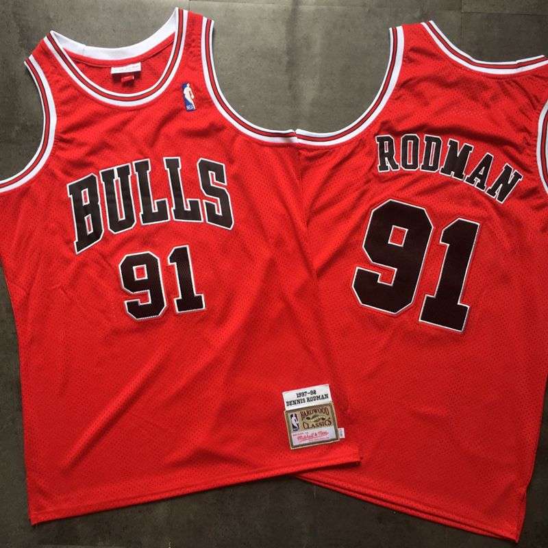 Chicago Bulls 1997/98 Red #91 RODMAN Classics Basketball Jersey (Closely Stitched)