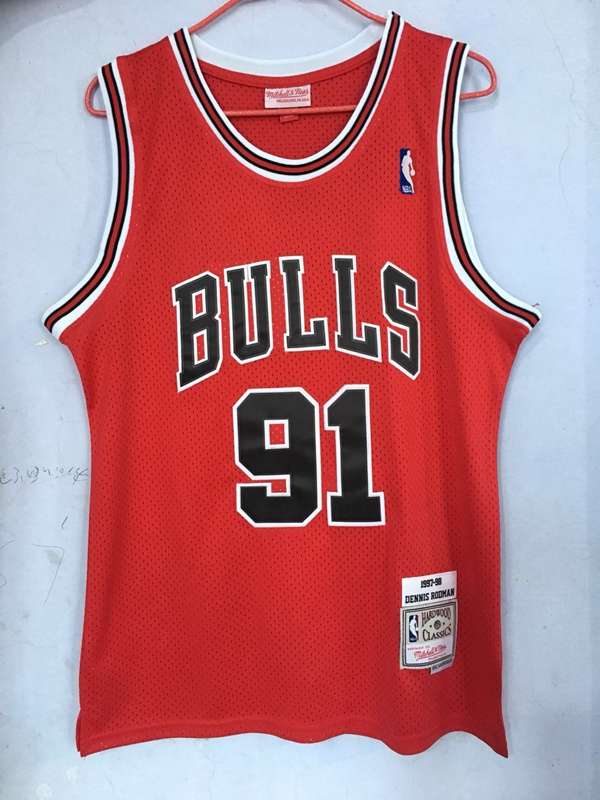 Chicago Bulls 1997/98 Red #91 RODMAN Classics Basketball Jersey (Stitched)