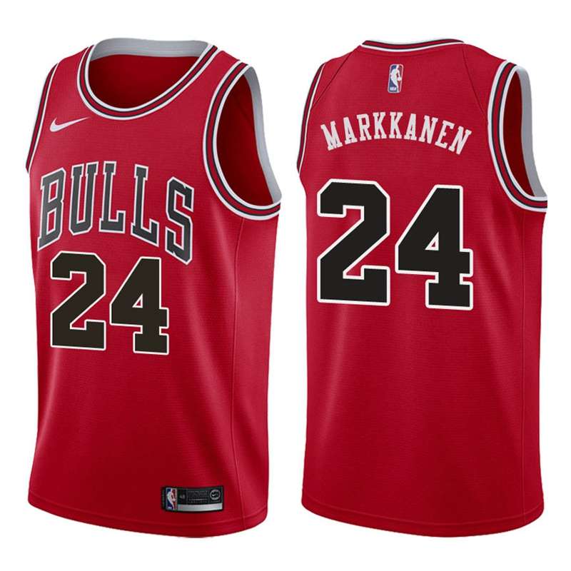 Chicago Bulls Red #24 MARKKANEN Basketball Jersey (Stitched)