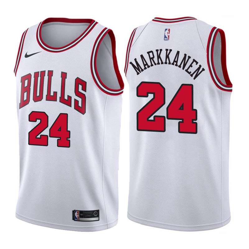 Chicago Bulls White #24 MARKKANEN Basketball Jersey (Stitched)