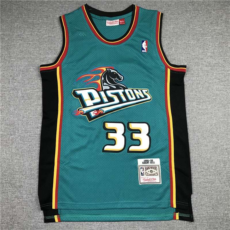 Detroit Pistons 1998/99 Green #33 HILL Classics Basketball Jersey (Stitched)