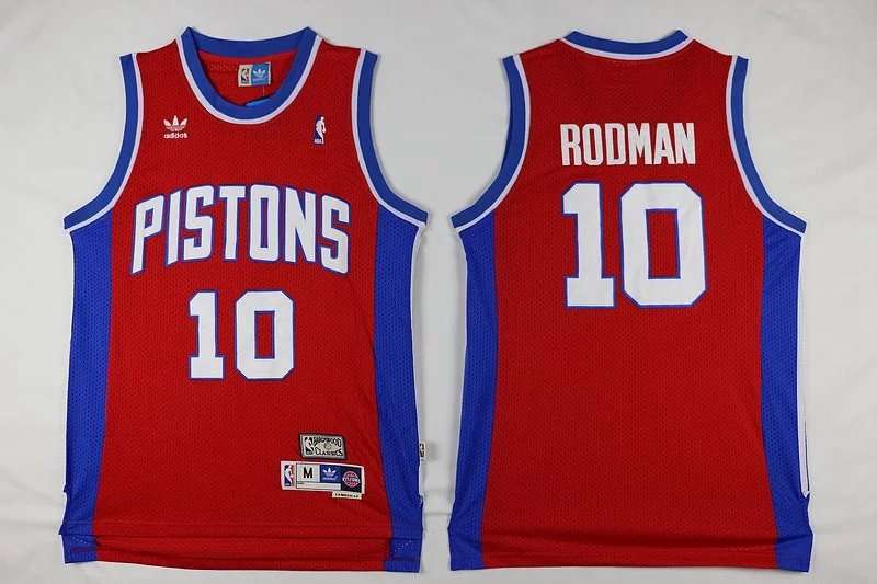 Detroit Pistons Red #10 RODMAN Classics Basketball Jersey (Stitched)