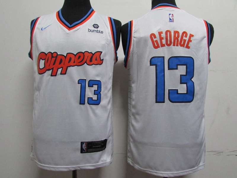 Los Angeles Clippers White #13 GEORGE Basketball Jersey 02 (Stitched)