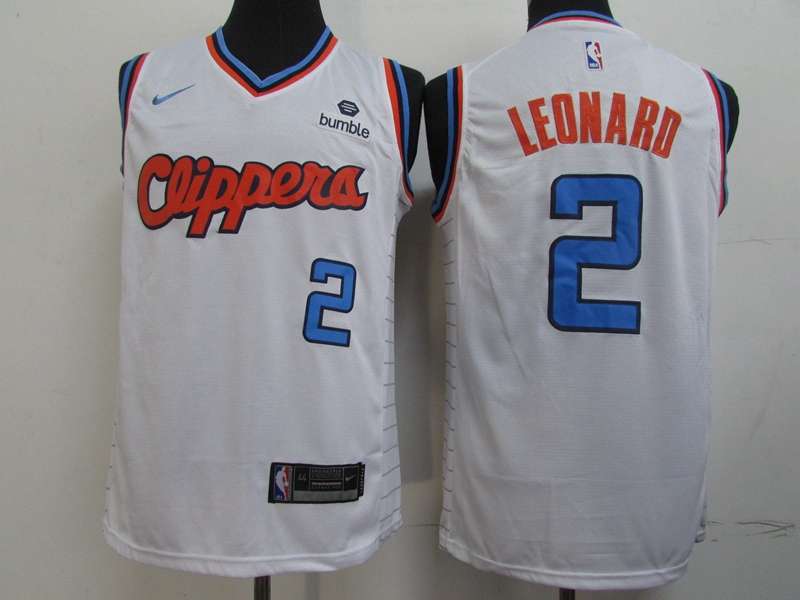 Los Angeles Clippers White #2 LEONARD Basketball Jersey 02 (Stitched)