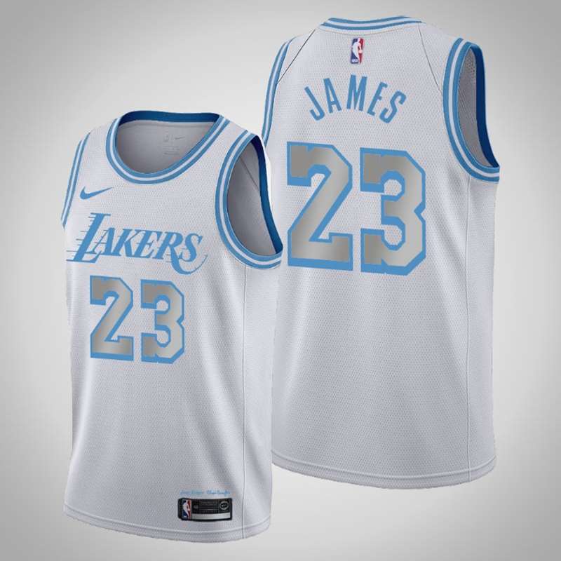 Los Angeles Lakers 20/21 White #23 JAMES City Basketball Jersey (Stitched)