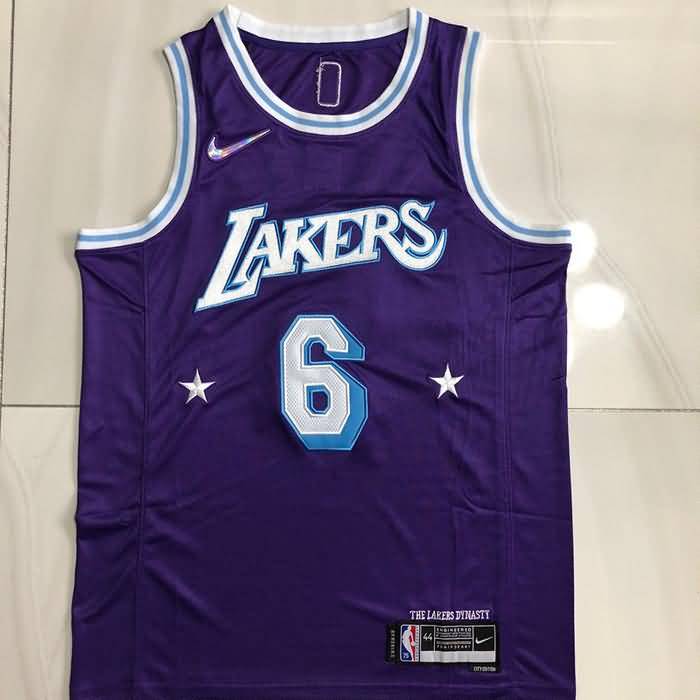 Los Angeles Lakers 21/22 Purple #6 JAMES City Basketball Jersey (Closely Stitched)