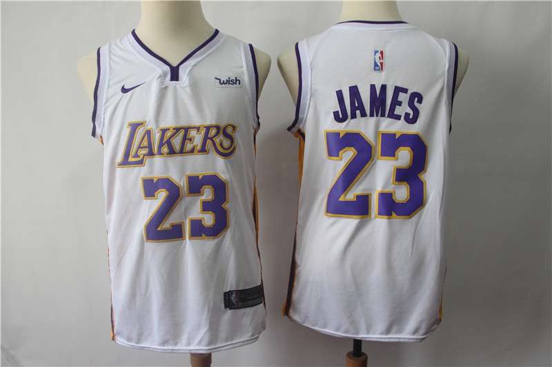 Los Angeles Lakers White #23 JAMES Basketball Jersey 02 (Stitched)