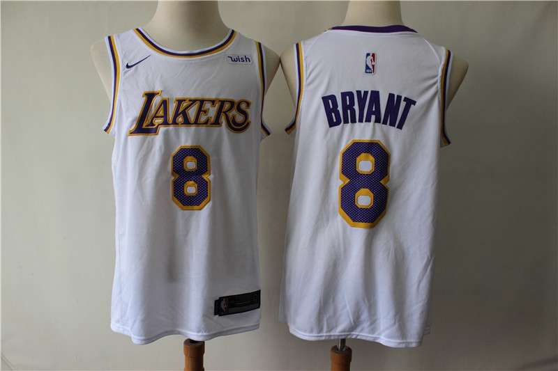 Los Angeles Lakers White #8 BRYANT Basketball Jersey (Stitched)