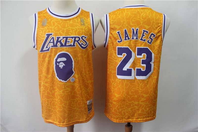 Los Angeles Lakers Yellow #23 JAMES Basketball Jersey 03 (Stitched)