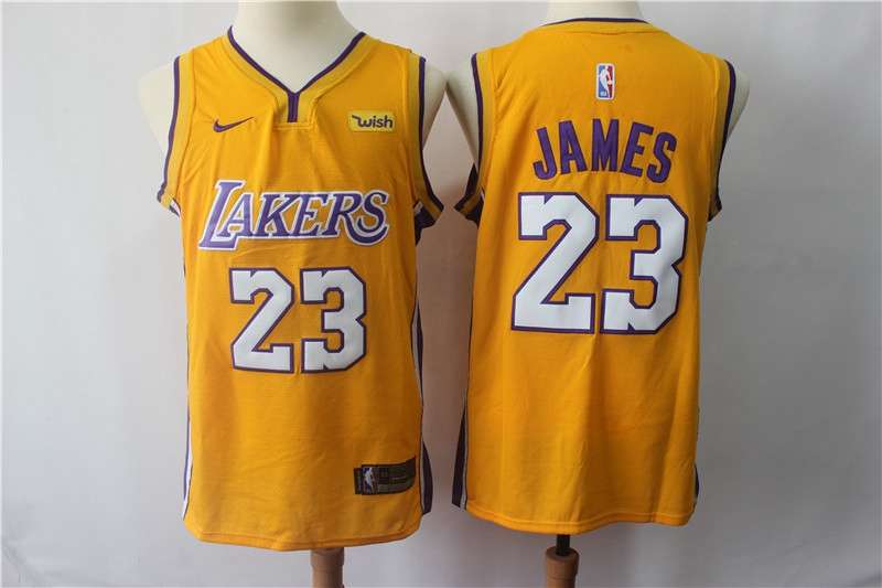 Los Angeles Lakers Yellow #23 JAMES Basketball Jersey 04 (Stitched)