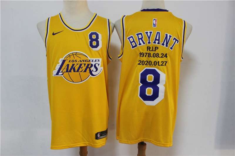 Los Angeles Lakers Yellow #8 BRYANT Basketball Jersey 05 (Stitched)