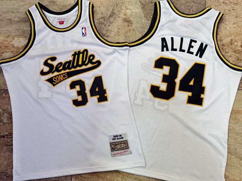 Seattle Sounders 2005/06 White #34 ALLEN Classics Basketball Jersey (Closely Stitched)