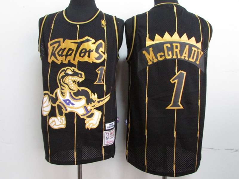 Toronto Raptors Black Gold #1 McGRADY Classics Basketball Jersey (Stitched)