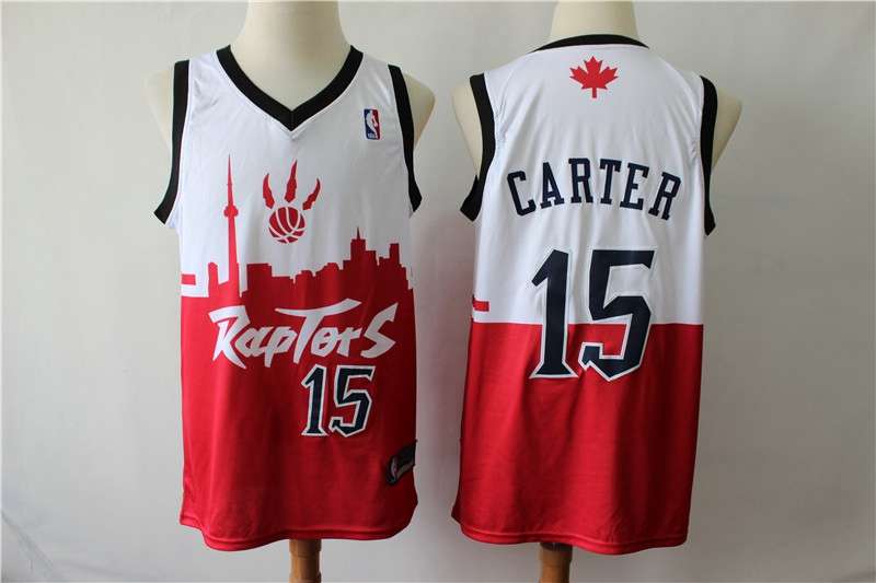 Toronto Raptors White Red #15 CARTER City Basketball Jersey (Stitched)