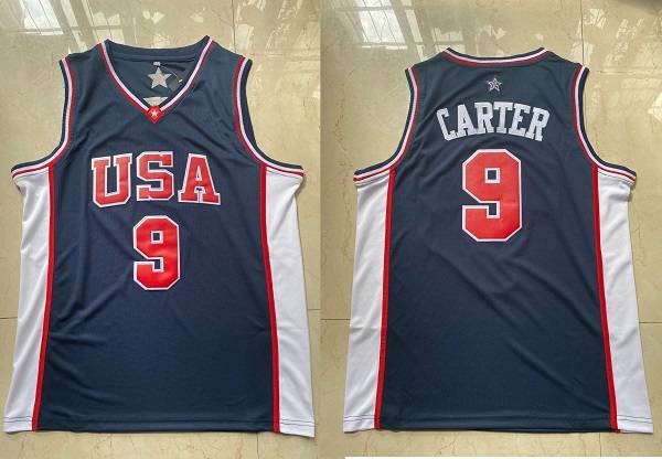 USA 2000 Dark Blue #9 CARTER Classics Basketball Jersey (Stitched)