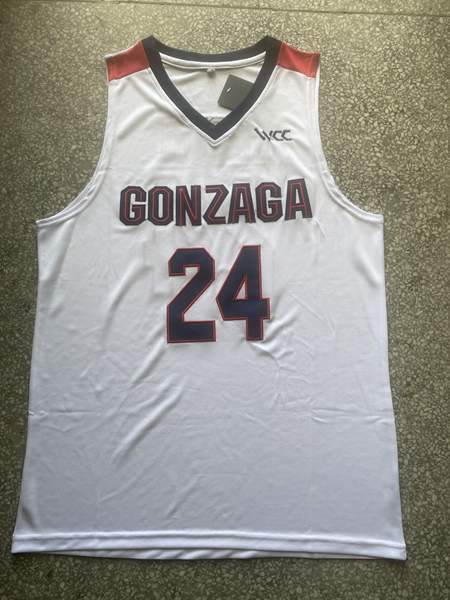 Gonzaga Bulldogs White #24 KISPERT NCAA Basketball Jersey 02