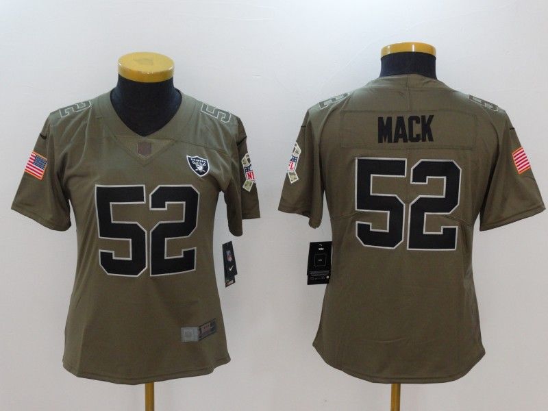 Las Vegas Raiders #52 MACK Olive Salute To Service Women NFL Jersey
