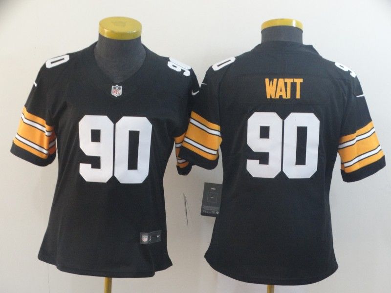 Pittsburgh Steelers #90 WATT Black Women NFL Jersey