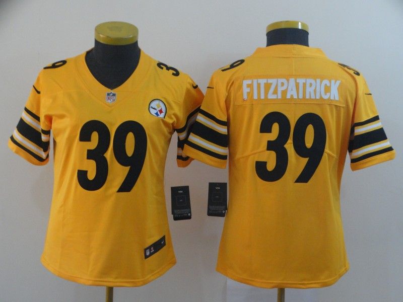 Pittsburgh Steelers #39 FITZPATRICK Yellow Inverted Legend Women NFL Jersey