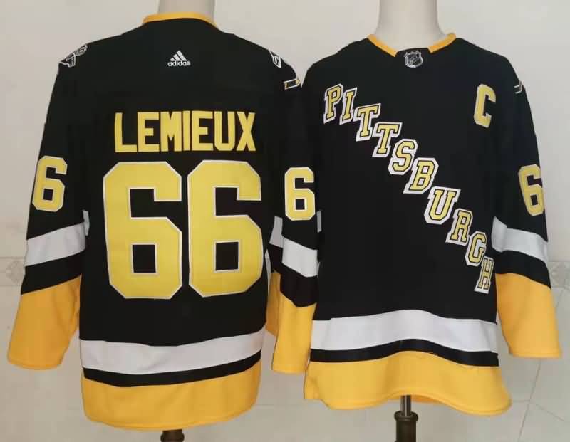Pittsburgh Penguins Black #66 LEMIEUX NHL Jersey 02