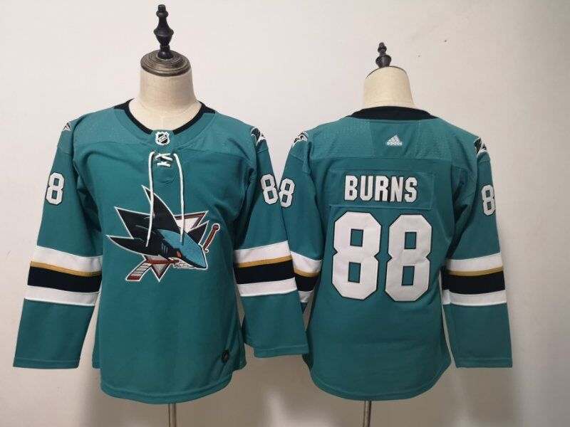 San Jose Sharks #88 BURNS Green Women NHL Jersey