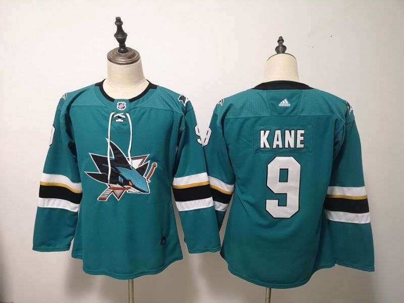 San Jose Sharks #9 KANE Green Women NHL Jersey