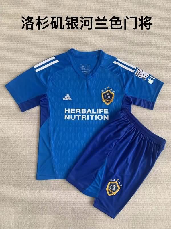Kids Los Angeles Galaxy 2023 Goalkeeper Blue Soccer Jersey And Shorts