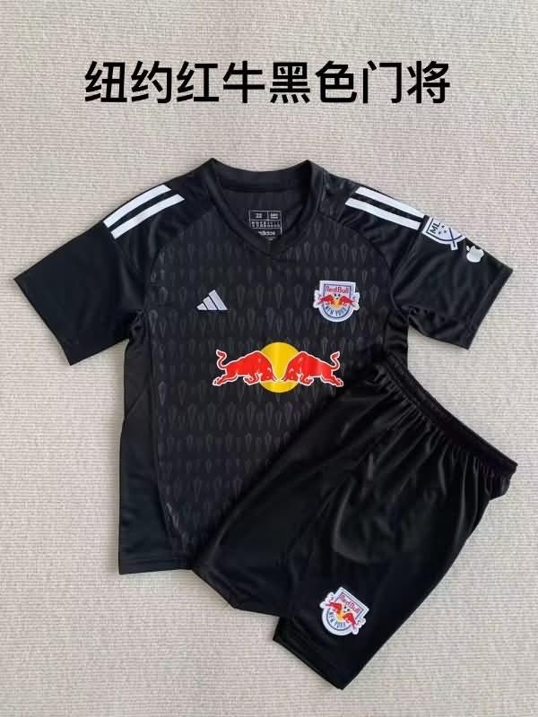 Kids New York Red Bull 2023 Goalkeeper Black Soccer Jersey And Shorts