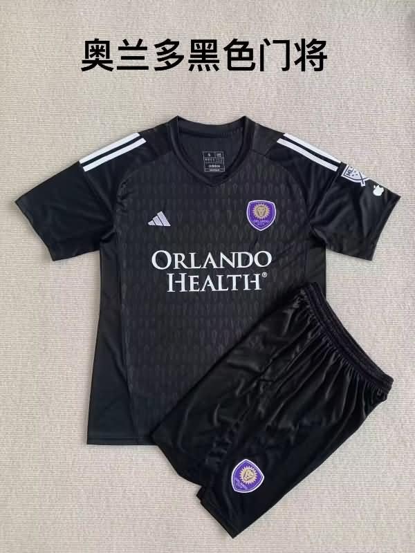 Kids Orlando City 2023 Goalkeeper Black Soccer Jersey And Shorts