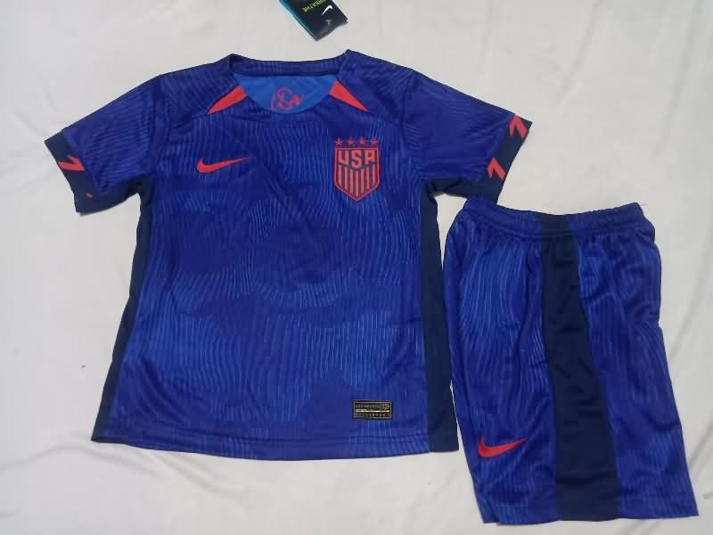Kids USA 2023 Away Soccer Jersey And Shorts