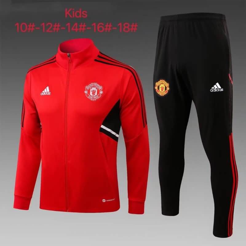 Kids AAA Quality Manchester United 22/23 Red Soccer Tracksuit