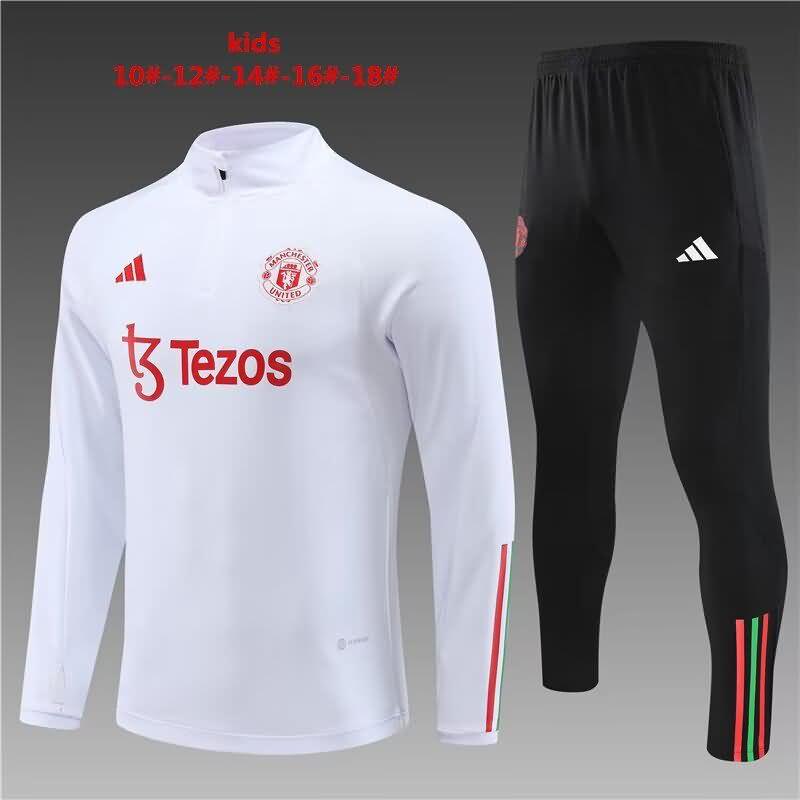 Kids AAA Quality Manchester United 22/23 White Soccer Tracksuit