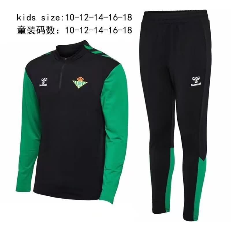 Kids AAA Quality Real Betis 22/23 Black Soccer Tracksuit 02