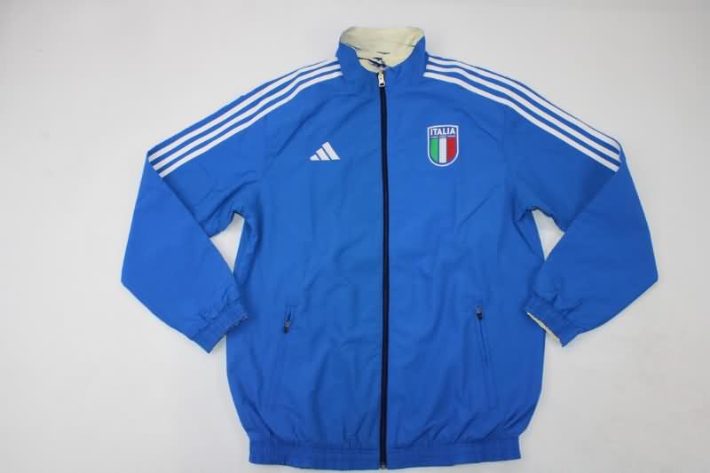 AAA Quality Italy 2023 Blue White Reversible Soccer Windbreaker