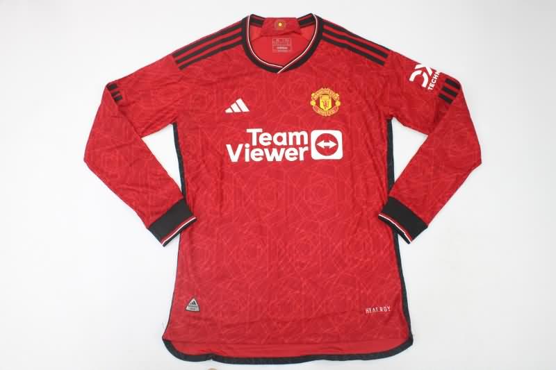 AAA Quality Manchester United 23/24 Home Long Sleeve Soccer Jersey (Player)