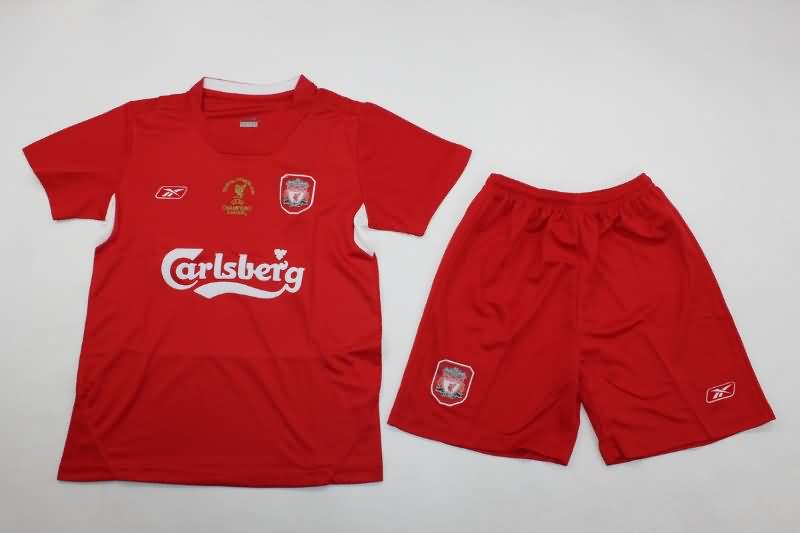 Kids Liverpool 2004/05 Home Final Soccer Jersey And Shorts