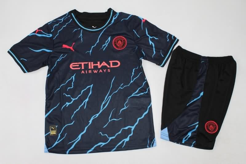 Kids Manchester City 23/24 Third Soccer Jersey And Shorts
