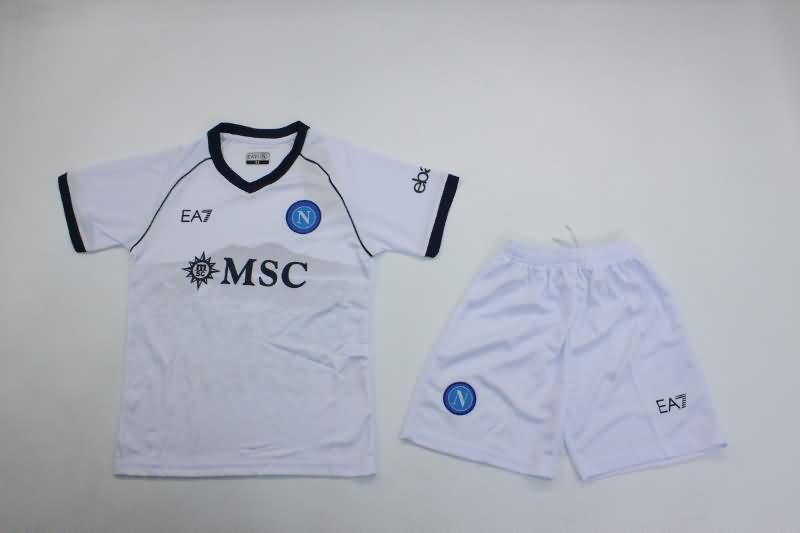 Kids Napoli 23/24 Away Soccer Jersey And Shorts