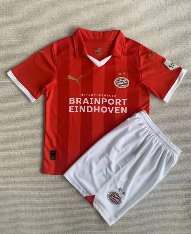 Kids PSV Eindhoven 23/24 Home Soccer Jersey And Shorts