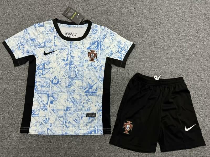 Kids Portugal 2023/24 Away Soccer Jersey And Shorts