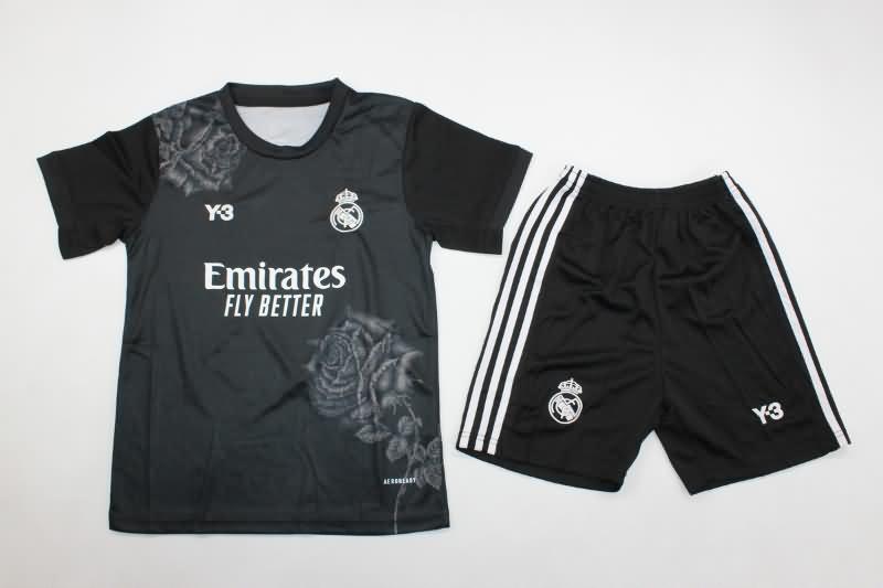Kids Real Madrid 23/24 Fourth Black Soccer Jersey And Shorts