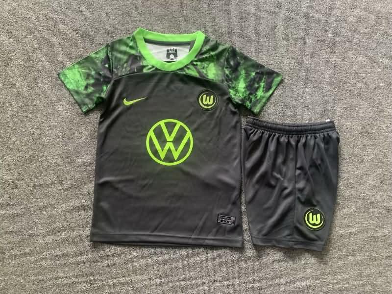 Kids Wolfsburg 23/24 Away Soccer Jersey And Shorts