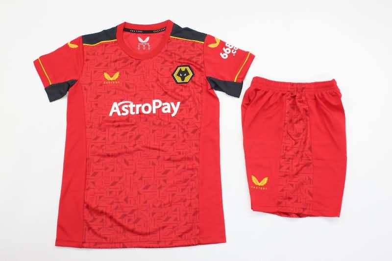 Kids Wolves 23/24 Away Soccer Jersey And Shorts