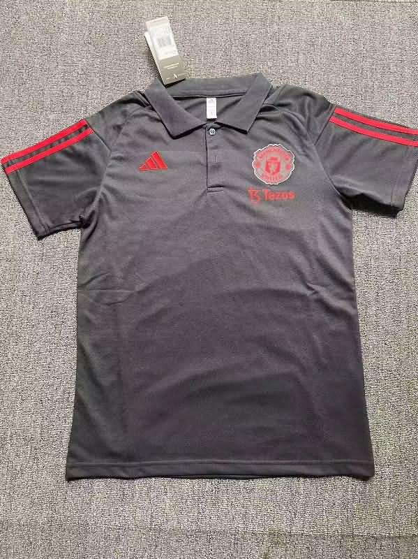 AAA Quality Manchester United 23/24 Dark Grey Polo Soccer T-Shirt